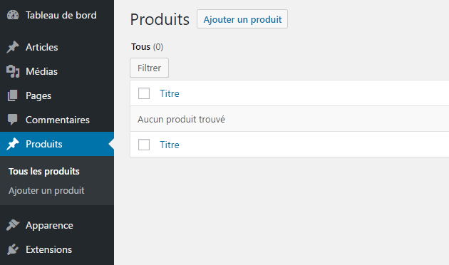 Custom Post Types pour produits
